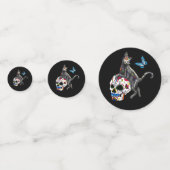 Dag van de dode kattensuikerschedel en vlinder confetti (Achterkanten)