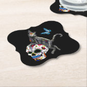 Dag van de dode kattensuikerschedel en vlinder kartonnen onderzetters (Gekanteld)