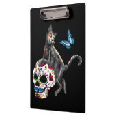 Dag van de dode kattensuikerschedel en vlinder klembord (Links)