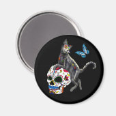 Dag van de dode kattensuikerschedel en vlinder magneet (Voorkant / Achterkant)