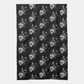 Dag van de dode kattensuikerschedel en vlinder theedoek (Verticaal)