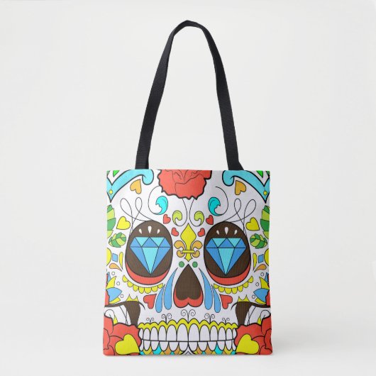 Dag van de dode, kleurrijke Canvas tas van de sche (Voorkant)