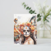 Dag van de Dode La Catrina Briefkaart (Staand voorkant)