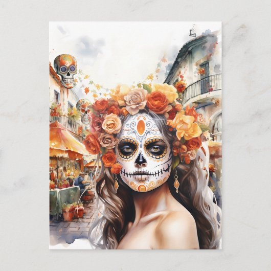 Dag van de Dode La Catrina Briefkaart (Voorkant)