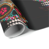 Dag van de Dode,  Macabre Skull Cadeaupapier (Rol Hoek)