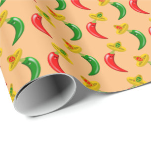 Dag van de Dode Mexicaan Chilis Patterned Cadeaupapier