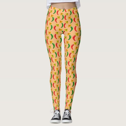 Dag van de Dode Mexicaan Chilis Patterned Leggings (Voorkant)