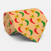 Dag van de Dode Mexicaan Chilis Patterned Stropdas (Opgerold)