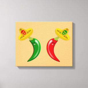 Dag van de Dode Mexicaanse Chilis Canvas Afdruk