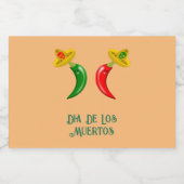 Dag van de Dode Mexicaanse Chilis Custom Likeurfles Etiket (Enkel label)