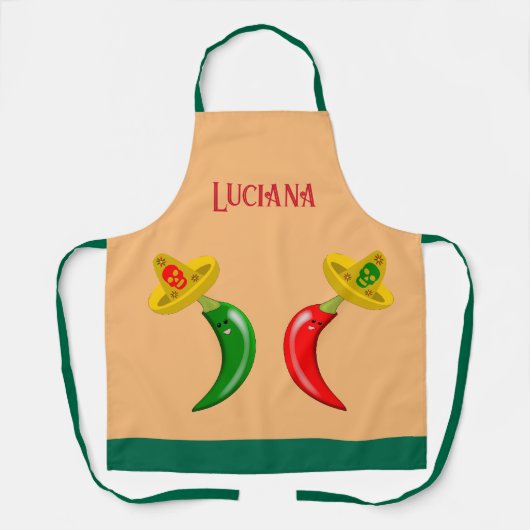 Dag van de Dode Mexicaanse Chilis Custom Name Schort (Voorkant)