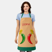 Dag van de Dode Mexicaanse Chilis Custom Name Schort (Gedragen)