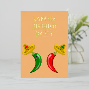 Dag van de Dode Mexicaanse Chilis Custom Verjaarda Folie Uitnodiging