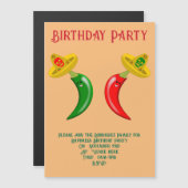 Dag van de Dode Mexicaanse Chilis Custom Verjaarda Magnetische Uitnodiging (Voorkant / Achterkant)