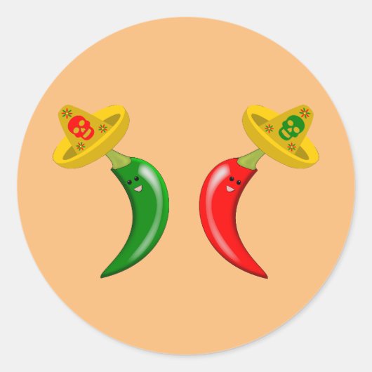 Dag van de Dode Mexicaanse Chilis Ronde Sticker (Voorkant)