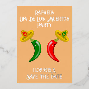 Dag van de Dode Mexicaanse Chilis Save the Date Folie Feestdagenkaart