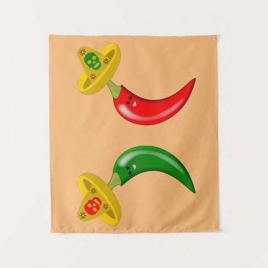 Dag van de Dode Mexicaanse Chilis Wandkleed (Voorkant)