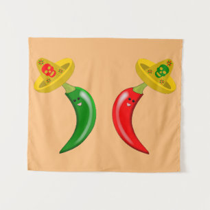 Dag van de Dode Mexicaanse Chilis Wandkleed