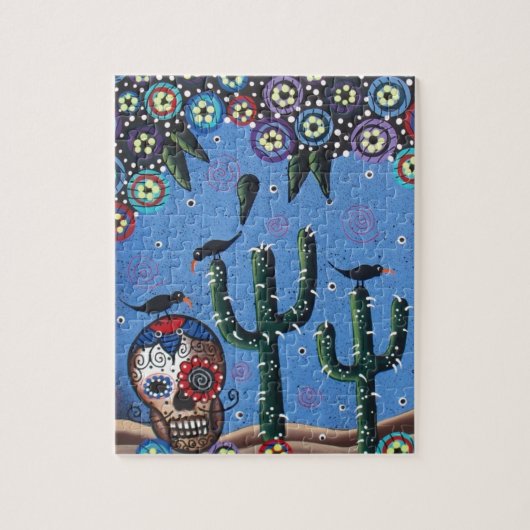 Dag van de dode Mexicaanse kunst door Lori Everett Legpuzzel (Verticaal)