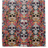 Dag van de Dode Mexicaanse Suikerschedel Douchegordijn (Voorkant)