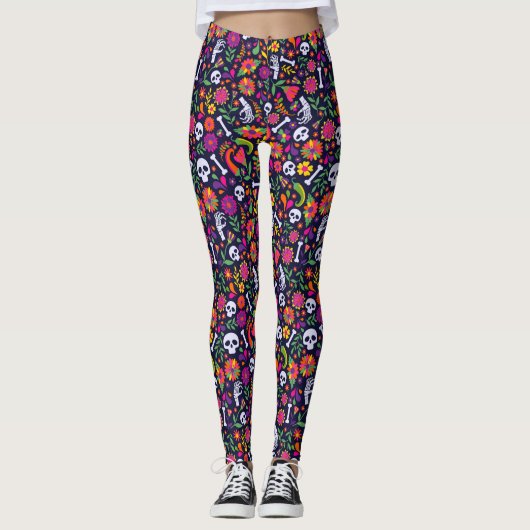 Dag van de dode Mexicaanse symbolen Leggings (Voorkant)