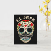 Dag van de dode Mexico El Jefe Boss Sugar Skull Ha Kaart (Gele Bloem)