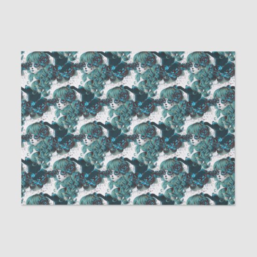 Dag van de Dode Mooie Sugar Skull Meisje Tissuepapier (Voorkant)