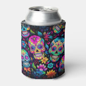 Dag van de Dode Neon Sugar Skulls Blikjeskoeler (Blikje Voorkant)