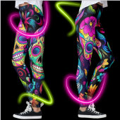 Dag van de Dode Neon Sugar Skulls Leggings