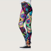 Dag van de Dode Neon Sugar Skulls Leggings (Links)