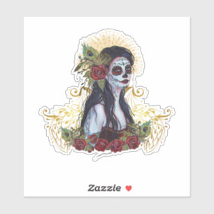 Dag van de dode pauwenkunst van Renee Lavoie Sticker