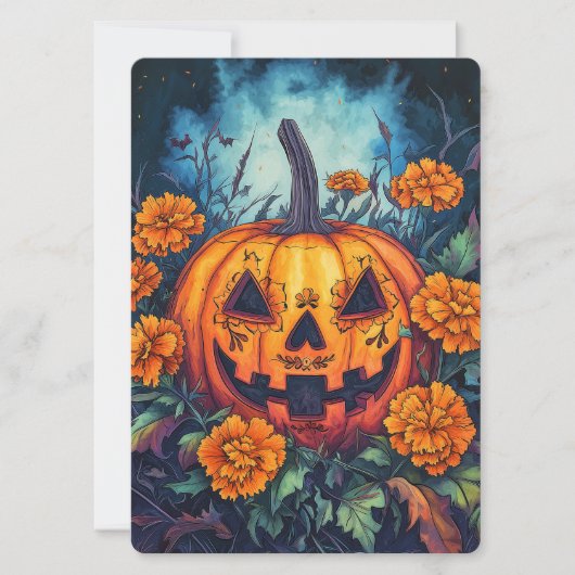 Dag van de Dode Pompoen met Marigold Surround Kaart (Voorkant)
