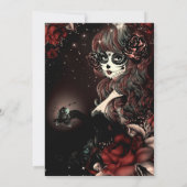 Dag van de Dode Schedel Meisje Rode Halloween Part Kaart (Achterkant)