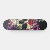 Dag van de dode schedel met bloemen skateboard (Horizontaal)