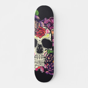 Dag van de dode schedel met bloemen skateboard