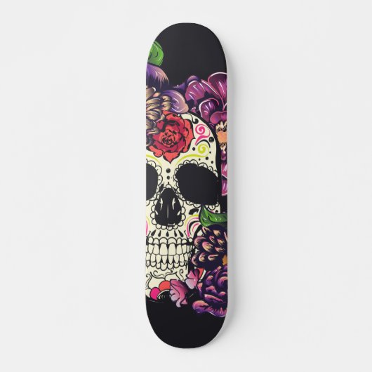 Dag van de dode schedel met bloemen skateboard (Voorkant)