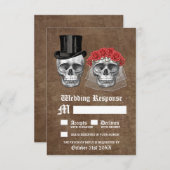 Dag van de dode schedel paar bruiloft RSVP Kaarten (Voorkant / Achterkant)