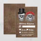Dag van de dode schedel paar bruiloft RSVP Kaarten Kaartje (Voorkant / Achterkant)