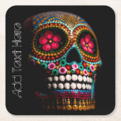 Dag van de dode schedel vierkante kartonnen onderzetter (Voorkant)