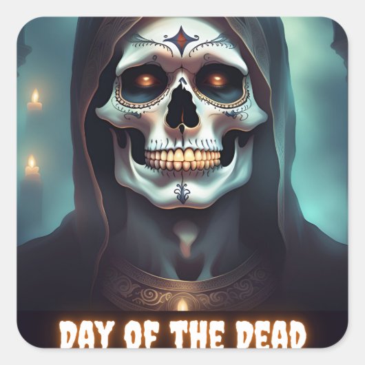 Dag van de dode schedel vierkante sticker (Voorkant)
