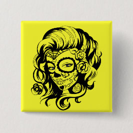 Dag van de dode schoonheid vierkante button 5,1 cm