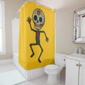 Dag van de Dode Skelet Douchegordijn (In situ)