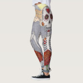 Dag van de dode skeletbloemen Vrouwen Leggings (Links)
