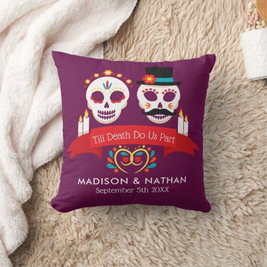 Dag van de Dode Suiker Gothic Magenta Wedding Kussen (Deken)