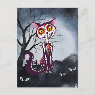 Dag van de Dode Suiker Skull Cat Briefkaart