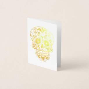 Dag van de Dode Suiker Skull Gold Folie Kaarten