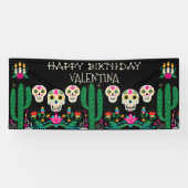 Dag van de dode Suikerrietskulls Fijne verjaardag Spandoek (Horizontaal)