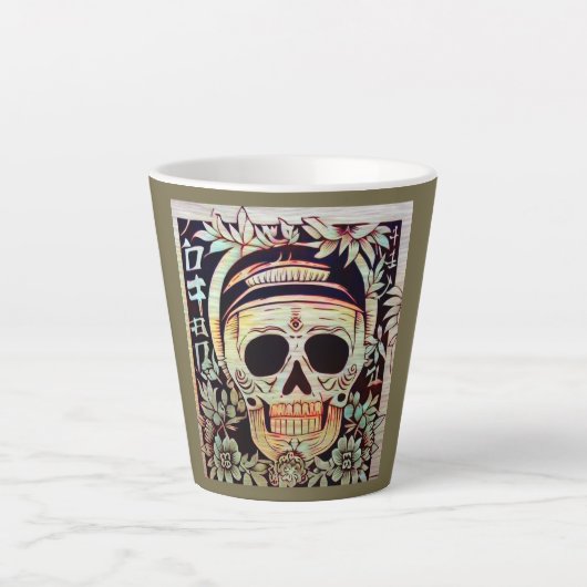 Dag van de Dode Suikerschedel 3 Latte Mok (Voorkant)