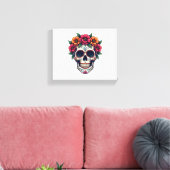 Dag van de Dode Suikerschedel - Dia de los Muertos Canvas Afdruk (Insitu (Woonkamer))