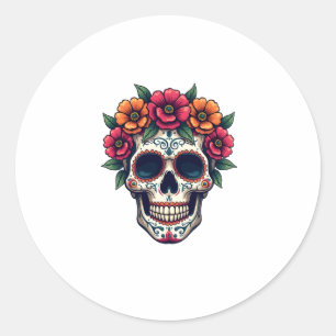Dag van de dode suikerschedel � Dia de los Muertos Ronde Sticker